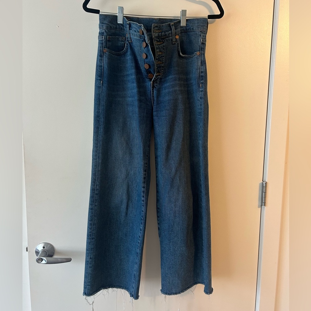 Marine Layer Buttoned Jeans - Wide Leg Crop